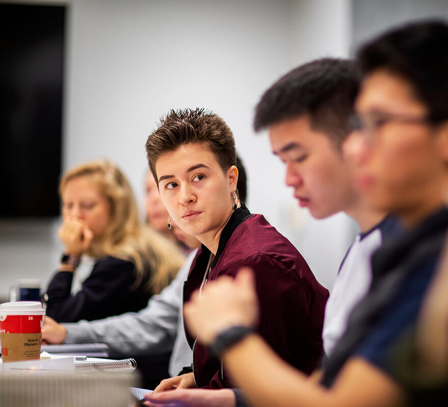 Students in The Chinese Body course sit in the classroom.