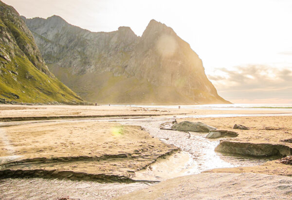 soft light on rocks on the beach