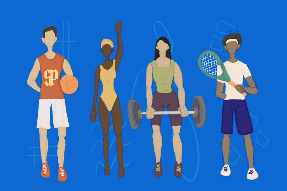 Graphic with four athletes.