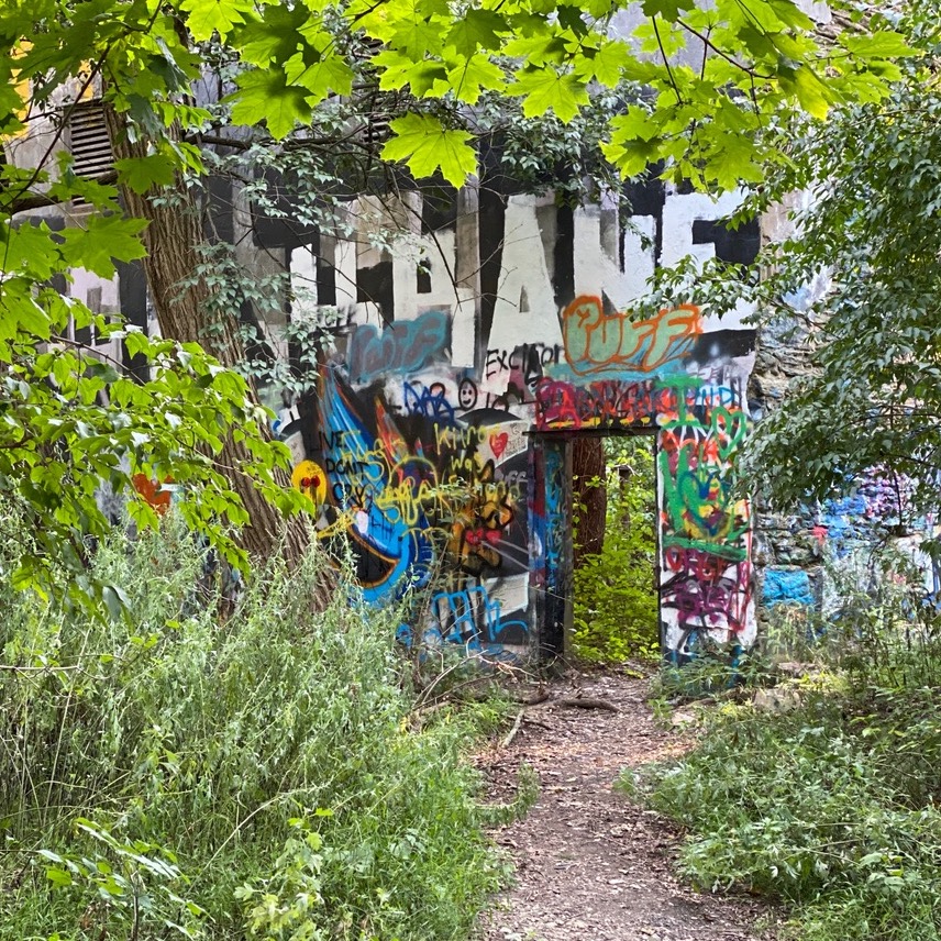 Graffiti around a door