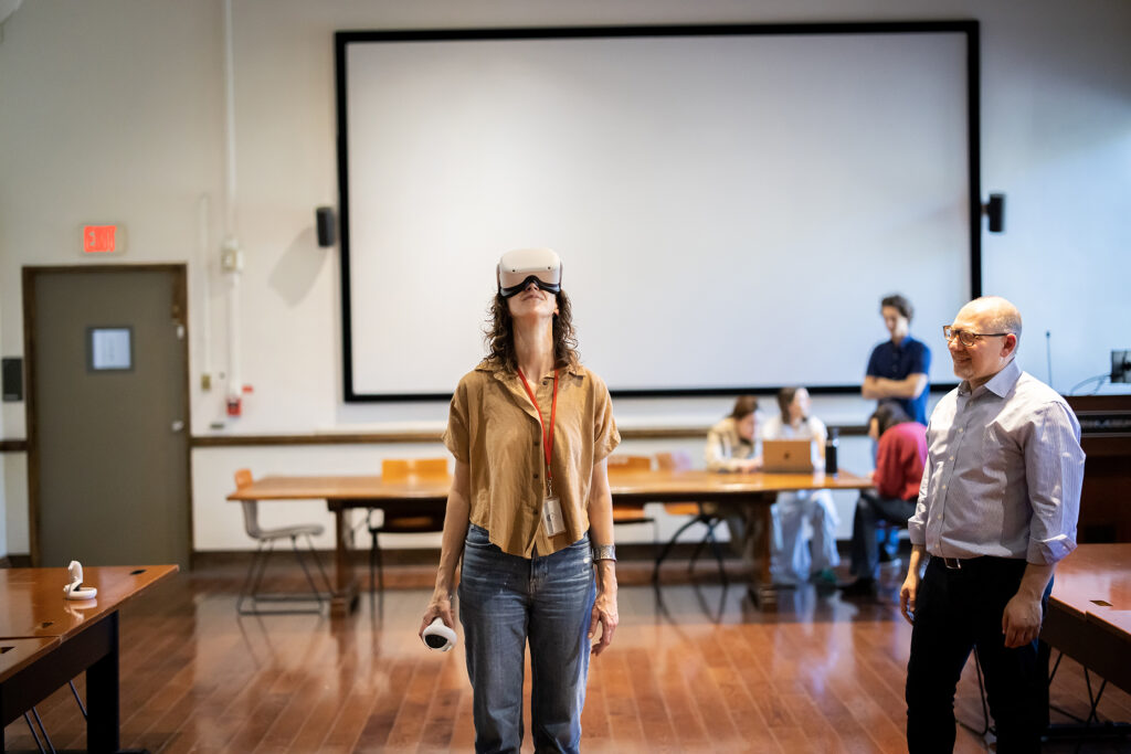 Conservator Molly Gleeson views the student’s films