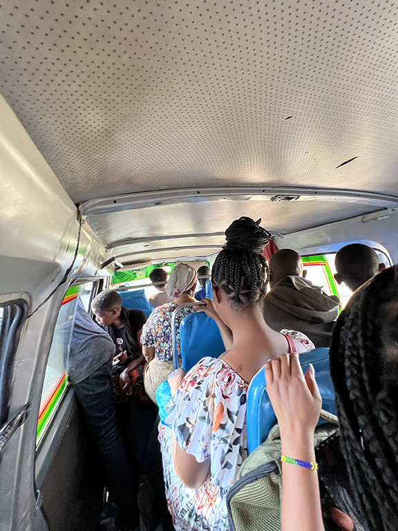 crowded bus of people