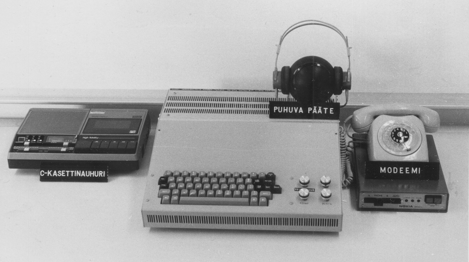 Black and White photo of old computer equipment