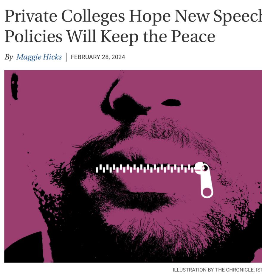 Title of article with illustration below showing the lower portion of a man's face in a deep monochrome pink color with a white zipper on his lips