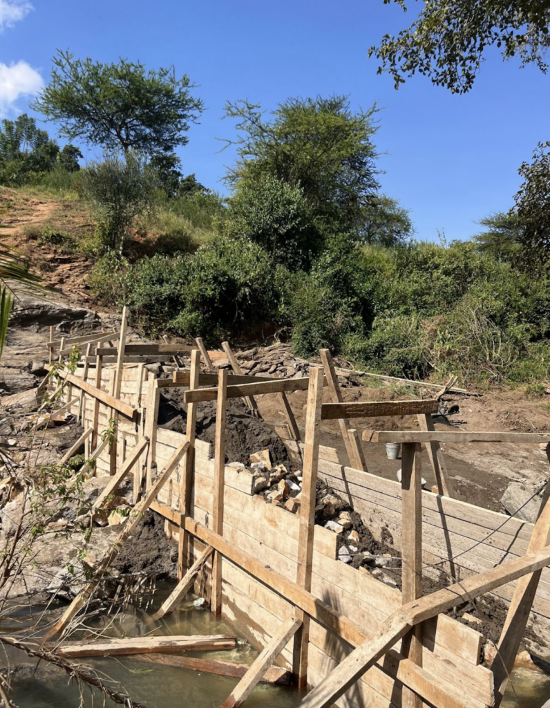 A partially constructed dam in Kenya.