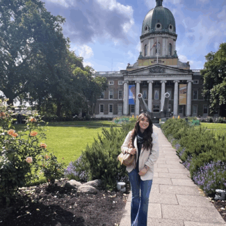 Author in the gardens at the Imperial War Museum