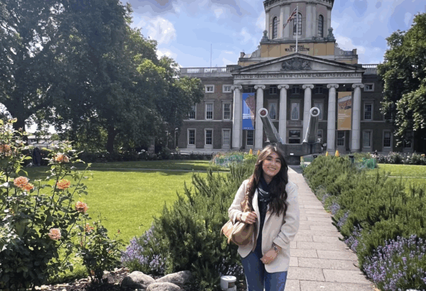 Author in the gardens at the Imperial War Museum