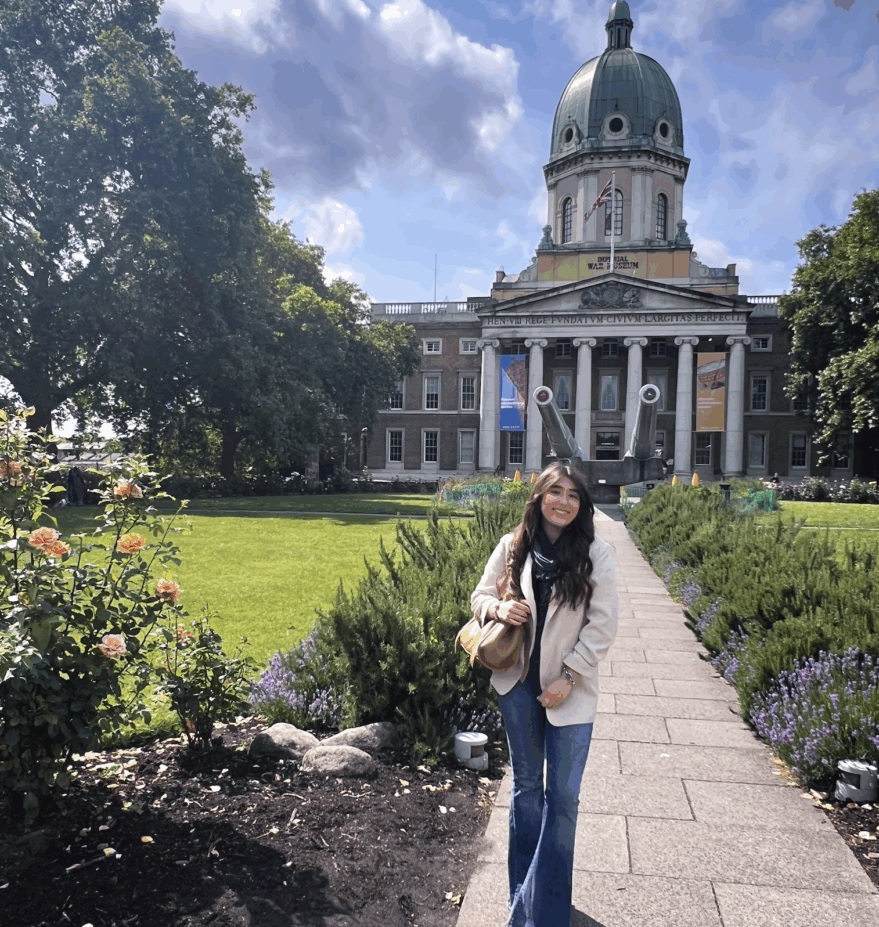 Author in the gardens at the Imperial War Museum