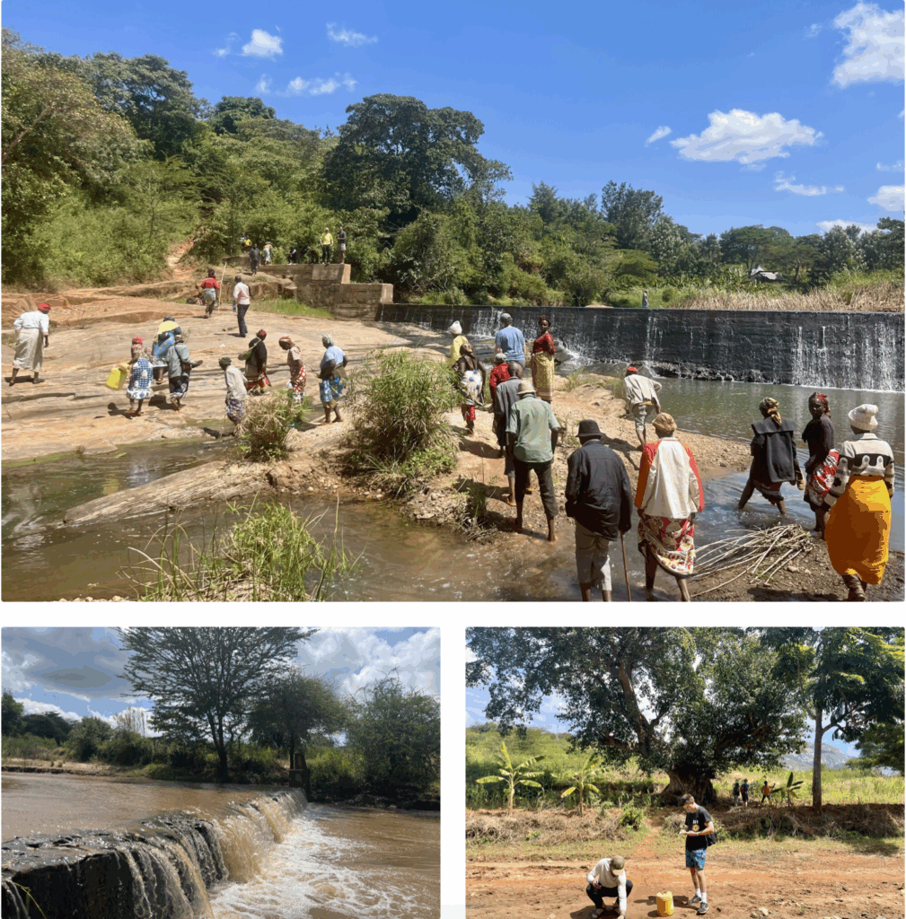 Collage of three field work images taken by Griffin Pitt during her study of the impact of sand dams in Kenya. 
